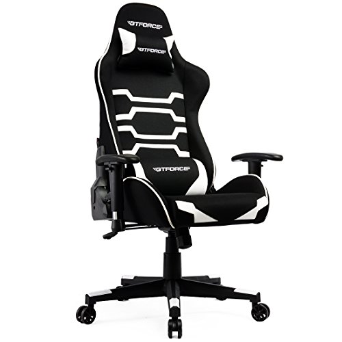 GTFORCE EVO CT - Silla gamer reclinable para el ordenador - Ideal para casa y el trabajo - Tela - Blanco