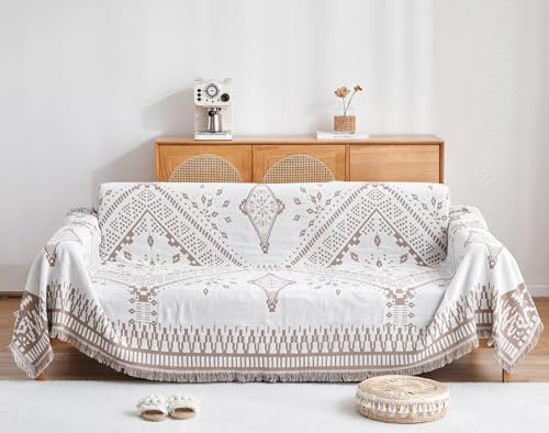 TMVOK マルチカバー ソファカバー おしゃれ 2人 3人掛け 肘付き 肘なし ソファーかばー 綿 ブランケット 北欧風 リバーシブル テーブルクロス 汚れ防止 保護カバー マルチクロス カウチ 洗える 四季通用 180*300cm