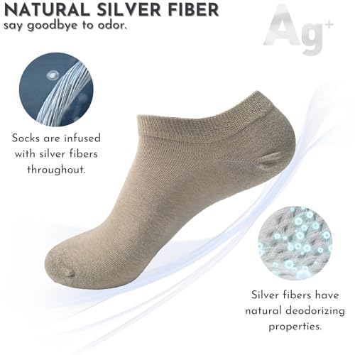 Silver Fiber Ankle Socks – Moisture-Wicking, Odor Control, Soft & Breathable（1-2 Pairs）2
