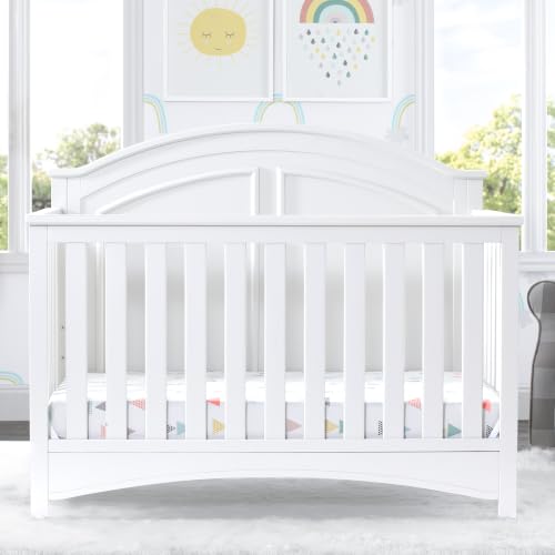 Image of Delta Children Perry 6-in-1 Convertible Crib & Mattress, Bianca White