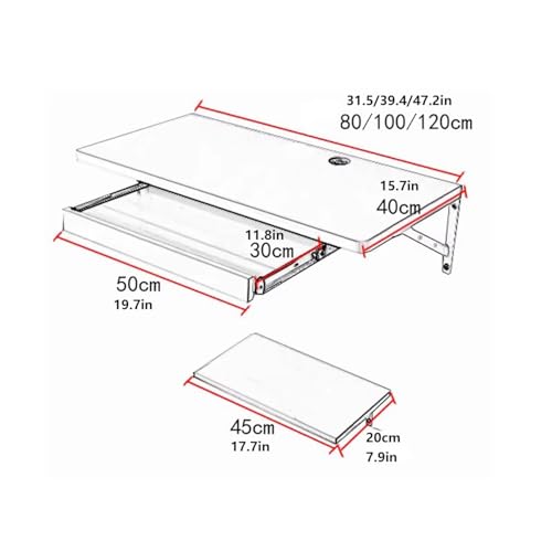 Bureau mural super porteur avec support de clavier réglable stable - 3