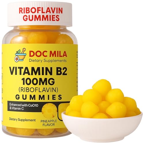 Doc Mila Vitamin B2 100mg Gummies for Adults and Kids - Riboflavin 100 mg Gummy - VIT B2 Supplements