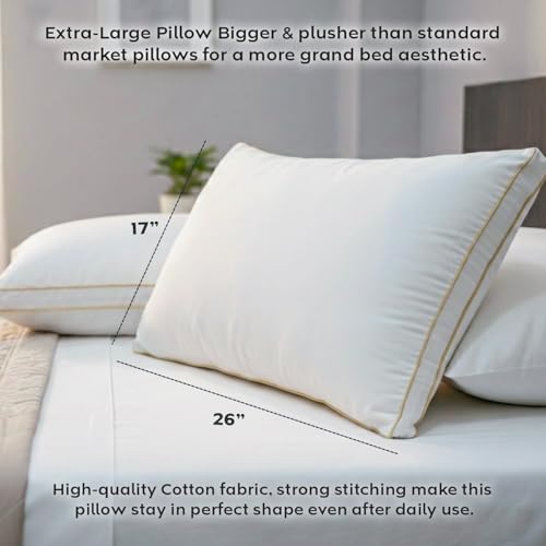 Image of AYKA Premium Microfiber Pillow for Sleeping, Set of 4 | 17x27 Inch Hotel Luxury Bed Pillows | 100% Virgin Fiber Fill, Soft & Fluffy | Neck Support for Side, Back & Stomach Sleepers | White