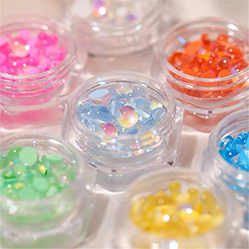900 Pcs New Gradient Imitation Pearl Mermaid Bubble Beads Symphony Semi-Circular Pearl Mixed Size 2/3/4/5/6/7 Mm Candy Color Aurora Glass Beads Diy Materials For Nail Art Decoration (9 Colors) #TOP4