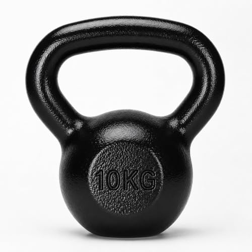 Image of Jimwalt Powder Coated Kettlebell Weight - Cast Iron, Anti-Slip Grip, Rust Resistant | Strength Training, Cross Training, Functional Fitness Equipment (Powder Coated 10KG)