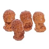 DOITOOL 4 Piezas Cuentas de Madera Natural Talladas para Hacer Pulseras y Collares DIY Cuentas de Madera para Manualidades Diseño Diosa Riqueza Tibetana