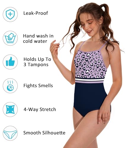 Image of Beautikini Period Swimwear - One Piece Bathing Suit Menstrual Leakproof Swimsuit for Teen Girls and Women