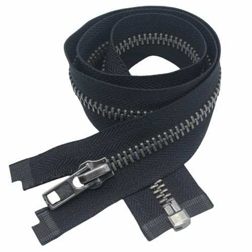 Image of MebuZip #8 24 Inch Antique Silver Separating Jacket Zipper for Men (24 inch RH) | Right Handed Zipper Heavy Duty Metal Zippers for Sewing Men's Jackets Coats
