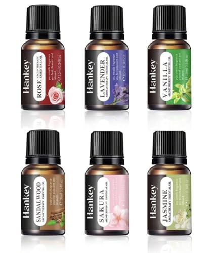 Vendorson Essential Oils Set - Top 6 Aromatherapy Oils Perfect for Diffuser, Humidifier, Candle Making,Home Care,Gifts - Lavender, Vanilla, Sakura, Lily Flower, Rose, Sandalwood (Pack of 6 10ml)