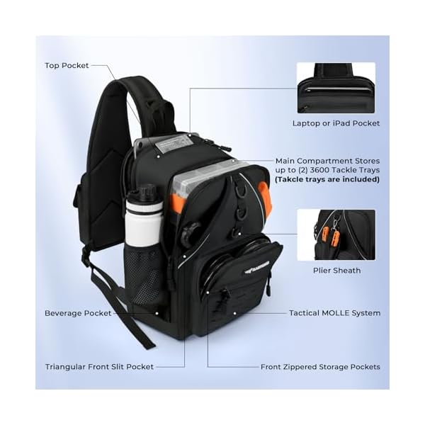 KastKing Karryall Fishing Sling Tackle Bag with 2 Tackle Trays, Tactical Fishing Tackle Storage Bag, Fishing Gear Storage - Image 5