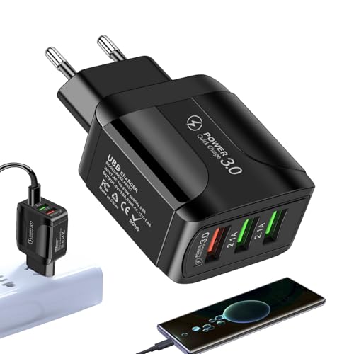 Blocco Caricatore Rapido - Presa a Muro Cubo USB a 3 Porte con Carica Rapida | Adattatore Portatile Per Viaggi Telefono Per Casa Ufficio Vacanze