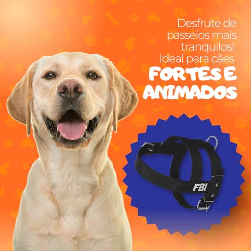 Coleira Peitoral FBI Duplo para Cachorros: Conforto e Estilo para Passeios Seguros e Elegantes. (Pre