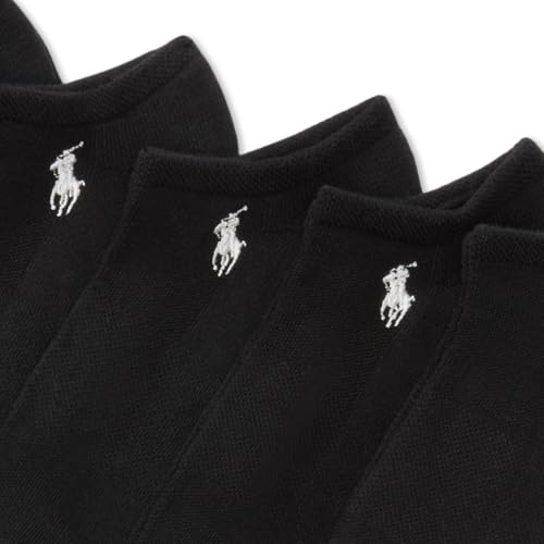 POLO RALPH LAUREN Women's Performance Cotton Low Cut Socks-6 Pair Pack-Breathable Mesh & Sport Cushioning, Black, 8-10 UK