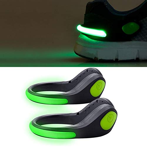 LED Shoe Clip Light for Runners, 1 Pair Safety Night Running Flash Gear Water Resistant Sports Accessories for Jogging Walking Biking - Color Steady and Flash Modes