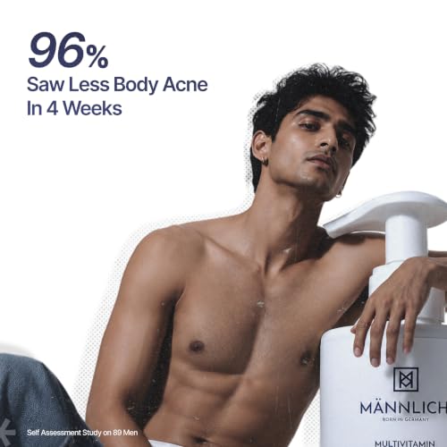 Image of Mannlich 2% Salicylic Acid Body Acne Wash for Men (300 ml) Pack of 3 - Bacne Clear Body Wash Men Shower Gel - 3% Niacinamide Prevents Body Acne, Exfoliates & Nourishes Skin - Suitable for All Skin Types - Paraben & SLS Free