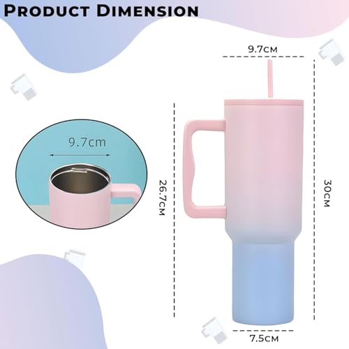 Image of SKDBPM Personalized Stainless Steel Tumbler with Handle, 1200ml Capacity, Black Insulated Travel Mug with Straw, Custom Name Design (Tumbler Candy)