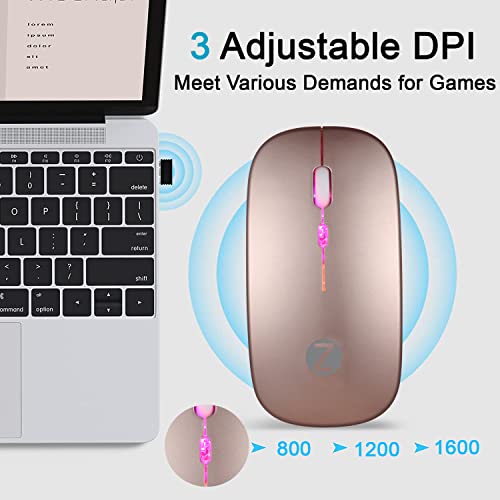 Image of Zoook Blade Wireless Mouse -Rechargeable 7 Colour mice /RGB Breathing Lights / 3 DPI Levels /Auto Shut Down /Silent Click Technology / 600 Mah Battery /Light Weight /Plug and Play (Rose Gold)