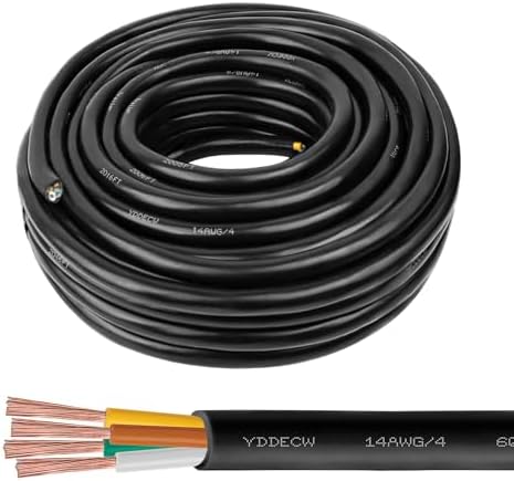 14 AWG 4 Conductor Control Cable 50FT - YDDECW 14/4 Wire 100% Pure Copper for Mini Split Air Conditioner & Heat Pump Systems, HVAC, Speaker Heavy Duty Pure Copper