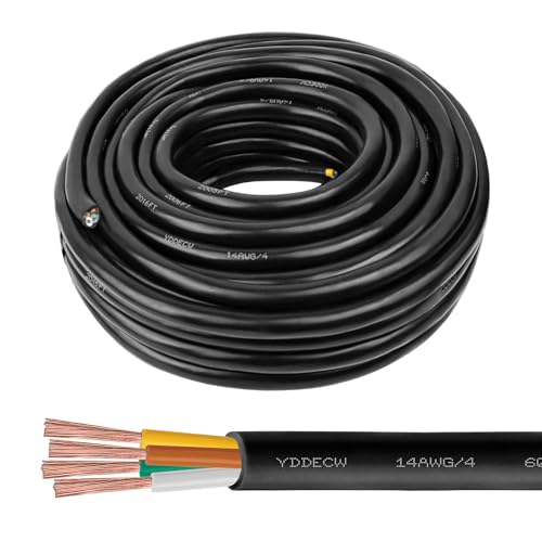 14/4 Mini Split Wire 50FT - YDDECW Weatherproof 14 AWG 4 Conductor Control Cable Pure Copper Heavy Duty for Mini Split Air Conditioner & Heat Pump HVAC Speaker Systems