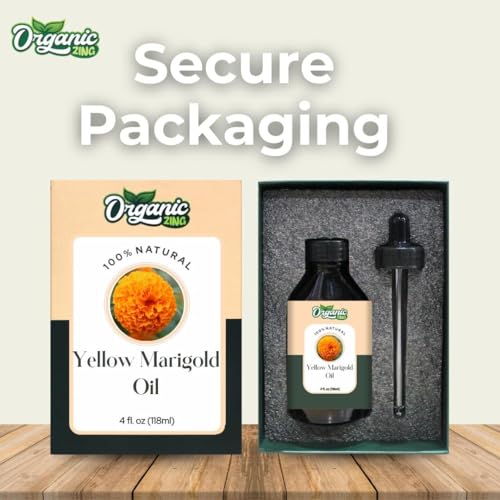 Image of Organic Zing Yellow Marigold (Tagetes erecta) Oil | Pure & Natural Essential Oil for Aroma, Diffusers & Skincare - 118ml /3.99fl oz