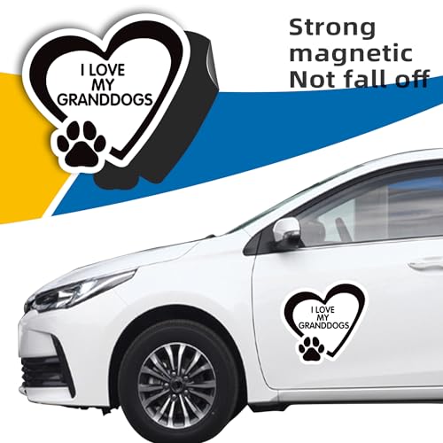 Image of I Love My Granddogs Pawprint Magnet Decal, 5 Inch, Heavy Duty Automotive Magnet for Car Truck SUV, Black, 3wesd112