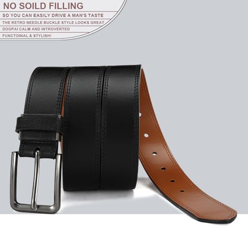 DOOPAI Men's Leather Belt - 1 3/8" Genuine Cowhide Dress Belt for Work, with Quick-Size Adjuster Golf & Casual3