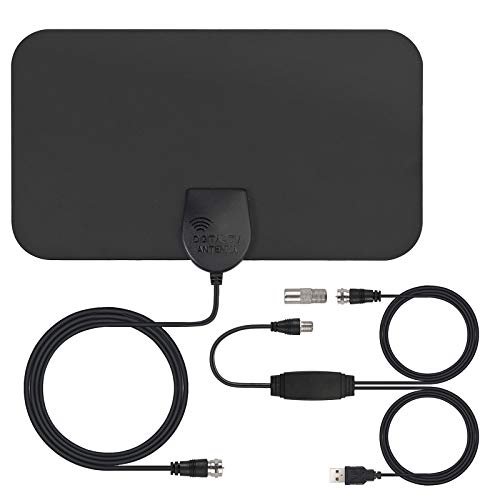 Antena TV Interior para HDTV Digital con Amplificador Alcance 70 km 1080P Antena TV TDT Alta Ganancia 30dB Cable Coaxial de 4 Metros Admite Full HD VHF UHF DVB-T DVB-T2 Recibe Canales Gratuitos