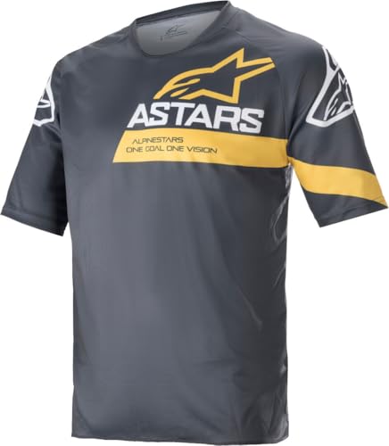 Alpinestars Racer V3 Jersey-Short Sleeve, Anthracite/Sulphur Yellow, S