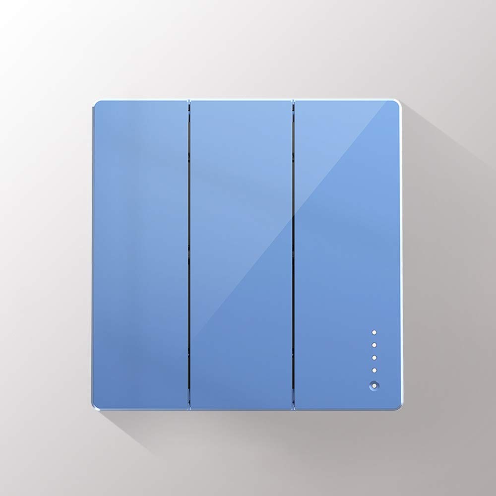 Lichtschalter, Lampenschalter, ❀ intelligente Lichtschalter, blauer rahmenloser großer Panel-Schalter Typ 86, verdeckter Hotel-Restaurant-Leuchten-Steuerschalter, Einzel- oder Doppel-Steuerknopfschalt