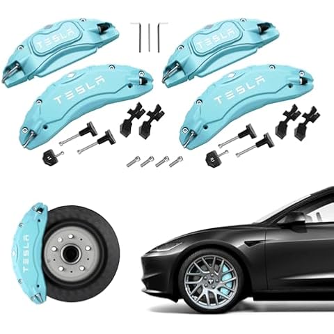 Brake Caliper Covers Set of 4 Compatible with for Tesla Model 3 Highland 2024 .18/19 inch Wheel Hub Front and Rear Brake Caliper Covers -Fit For Tesla Model3 Brake Caliper (Sky Blue) Cover