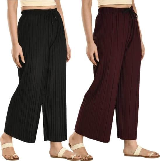 Image of Women's Lycra Palazzo - Stretchable & Comfortable | Premium Fabric | Stylish Free Size Bottom Wear for Casual, Office & Party Outfits