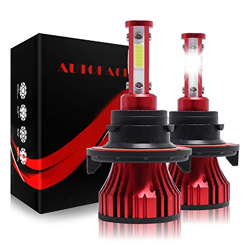 AUTOFACE H13 9008 LED Headlight Bulbs LED Bulb, 60W 12000LM Super Bright White Car LED Headlights LED Lights for Car, 6500K Hi/Low Dual Beam LED Headlight Conversion Kit, Pack of 2