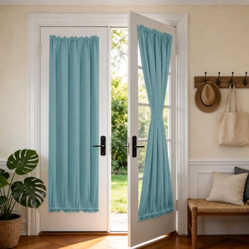 Deconovo Blackout French Door Curtains for Door Window, Dual Rod Pocket
