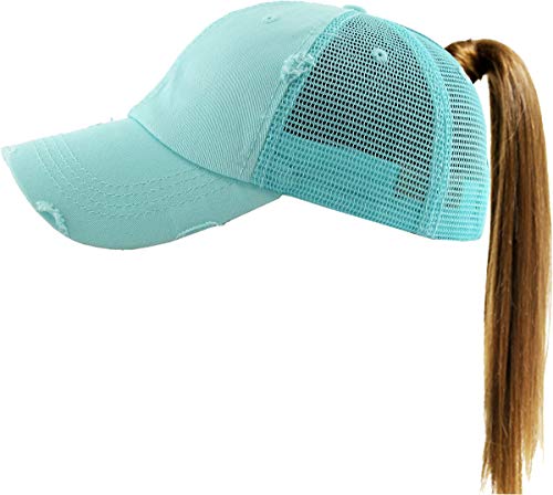 Image of Classic Plain Ponytail Messy High Bun Headwear Adjustable Cotton Trucker Mesh Glitter Hat Baseball Cap