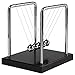 Newtons Cradle Balance Balls with Medium Black Wooden Base Science Psychics Desk Fun Gadget Toys for Office and Home Decoration