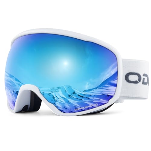 [Odoland] スノーゴーグル 2層球面レンズ 曇り止め OTGメガネ対応 ミラーレンズ UV400 ダブルレンズ スノーボードゴーグル 通気 防風 防塵 防雪 軽量 耐衝撃 男女兼用 大人用