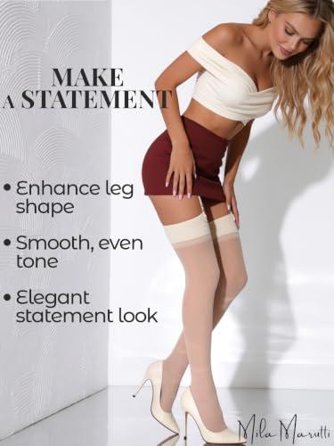 Image of Mila Marutti Sheer Thigh High Stockings for Garter Belts | 20 Denier Lingerie Stockings | Garter Set Nylons Multiple Colors