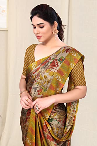 Image of MIRCHI FASHION Saree for Woman Chiffon Floral Printed | Breathable Lightweight Summer Sari for Office and Home Use with Blouse Piece (Available in 20 Colors)
