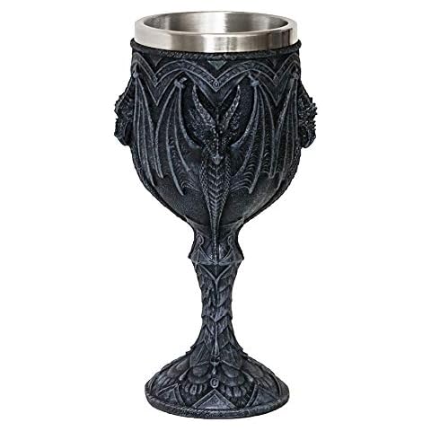alikiki Medieval Gothic Dragon Wine Goblet - Dungeons And Dragons Chalice Cup - 7oz Stainless Steel Cup Drinking Vessel Ideal Novelty Celtic Gift For Dragon Collector Themed Party Decoration Cover