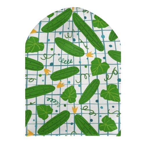 Cartoon Vegetables Cucumber Pattern Kids Beanie Hat for for Girls Boys Children Cap Winter Knitted Chemo Cancer Headwear Accessories Gifts Decoration Black3