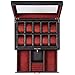 HELMDY Uhrenbox aus Leder mit Schublade, 10 Fächer, abschließbar, für Schmuck, Uhren, für Herren, luxuriöses Uhrengehäuse, 2 Ebenen, Organizer, Uhrenvitrine, Aufbewahrungskoffer für 10 Uhren (schwarz)