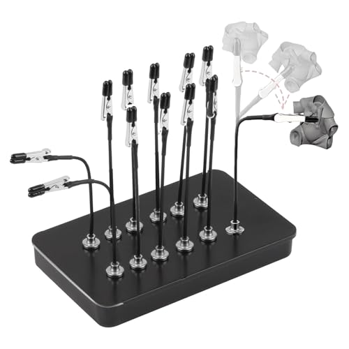 Dorasu 塗装棒 12本入 ペインティングスタンド 塗装セット 金属製 マグネット式 曲げ可能 ゴムカバー付きクリップ 塗装用具セット プラモデル 模型ホビー 収納用ベース付のサムネイル