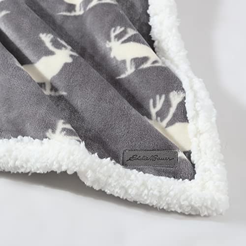 Eddie Bauer Ultra-Plush Collection Throw Blanket-Reversible Sherpa Fleece Cover, Soft & Cozy, Perfect For Bed Or Couch, Elk Stance Grey #TOP4