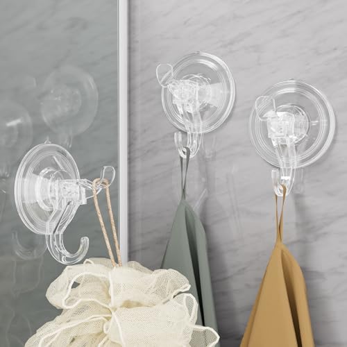 Antimbee 3A 3 Pack Suction Cup Hooks, Clear Suction Cup Hanger, Removable Small Suction Cups For Shower thumb #1