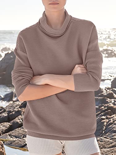 Anrabess Women's Mock Neck Casual Long Batwing Sleeve Cozy Pullover Sweater Tunic Top -B759-Doukou-M Coffee #TOP29