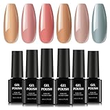 TOMICCA Nude Gel Nail Polish, Fall Pink Brown UV Gel Polish Set Soak off UV LED Gel Nail Manicure Kit DIY at Home