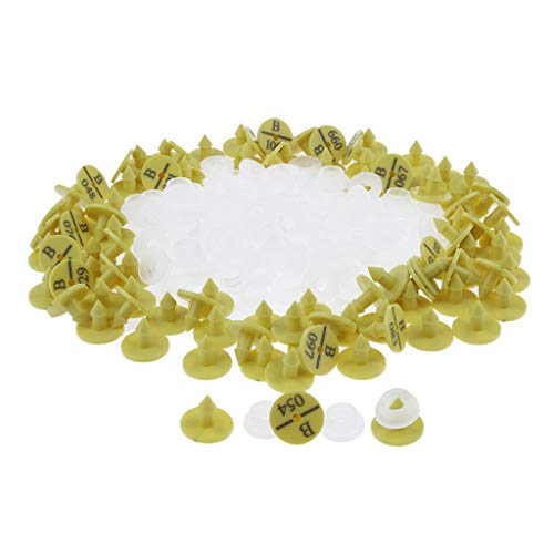 Shiwaki 100 Sets Farm Livestock Cattle Ear Tag Signs Animal Identification Yellow