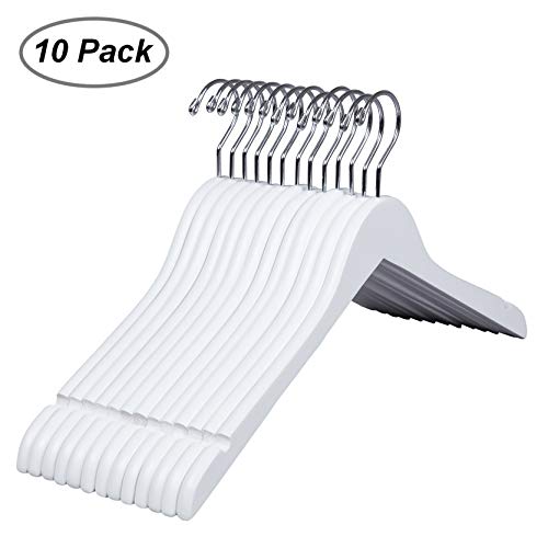 Amber Home 17.5" Solid Wooden Shirt and Dress Hangers Bridal Wedding Clothes Hangers