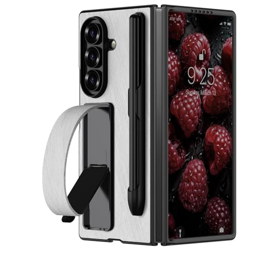 For Samsung Galaxy Z Fold 7�p�P�[�X�A�d�C���b�L�P�[�X���M�z���_�[�J�����ی슊��~�߃��X�g���b�g�L�b�N�X�^���h�J�o�[(���F)