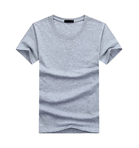 T-shirt homme manches courtes coton gris 3XL vêtement uni col rond